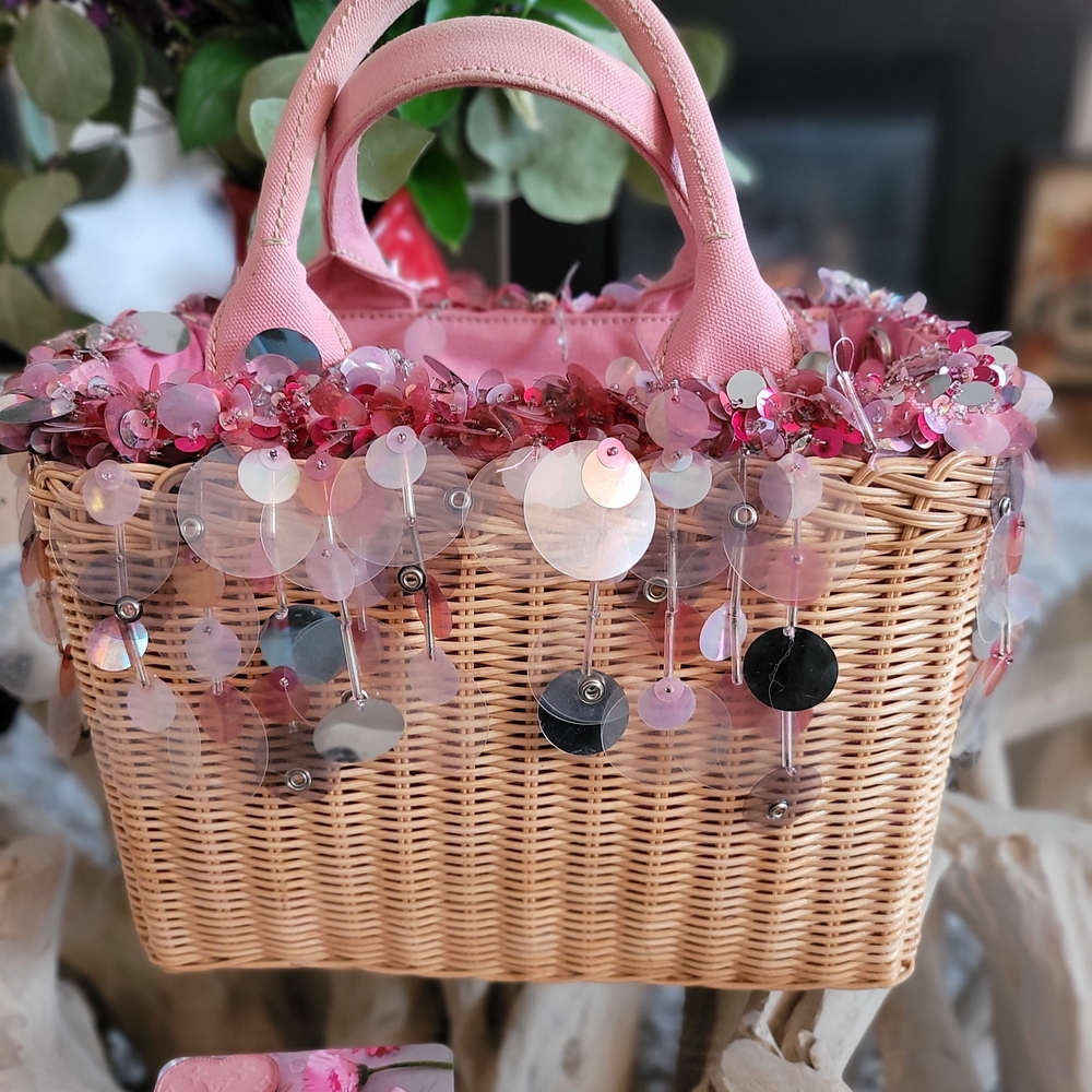 Prada Pink Basket Bag with Sequin Details - Picture 5 of 13